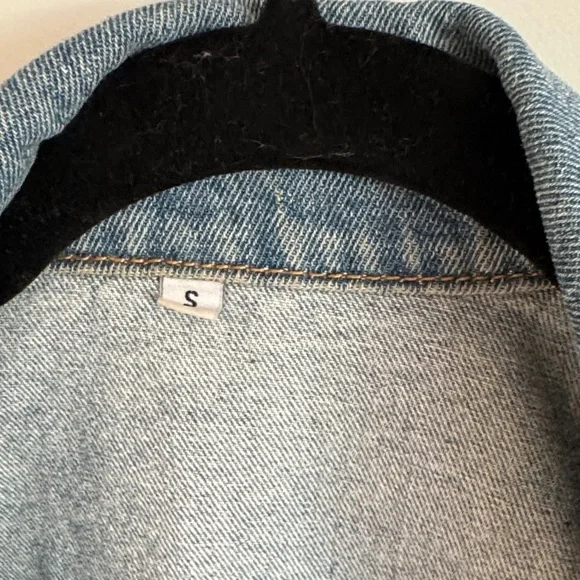 Cropped Distressed Blue Denim Jacket - Picture 6 of 8